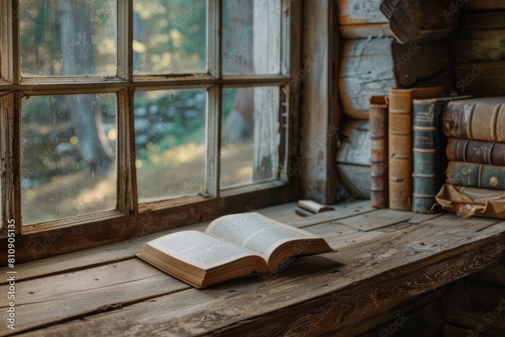 open book in rustic room interior of countryside house kinfolk and cottage core lifestyle with wooden furniture. slow life concept. open book in rustic room interior of countryside house kinfolk and cottage core lifestyle with wooden furniture. slow life concept.