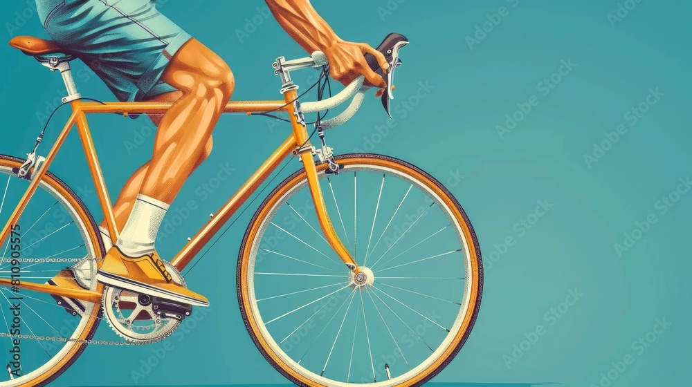 Fototapeta premium Abstract poster of epic cyclist race in minimalist, A cyclist sport banner