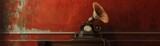 An antique gramophone on a Victorian table, rendered in a realistic style with a subtle area at the bottom for a caption