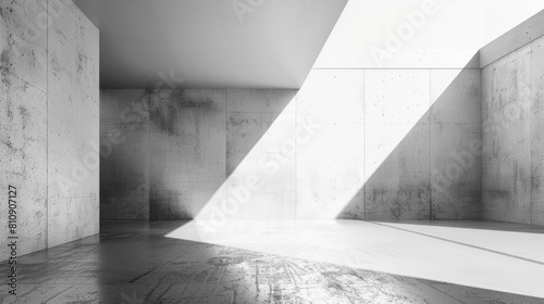 Modern interior design empty white corner concrete floor building architecture. Generated AI image