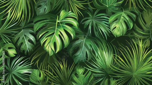 Gorgeous botanical seamless pattern with tropical fol