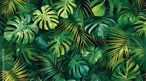 Gorgeous botanical seamless pattern with tropical fol