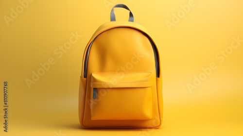 Yellow backpack mock up isolated on yellow background