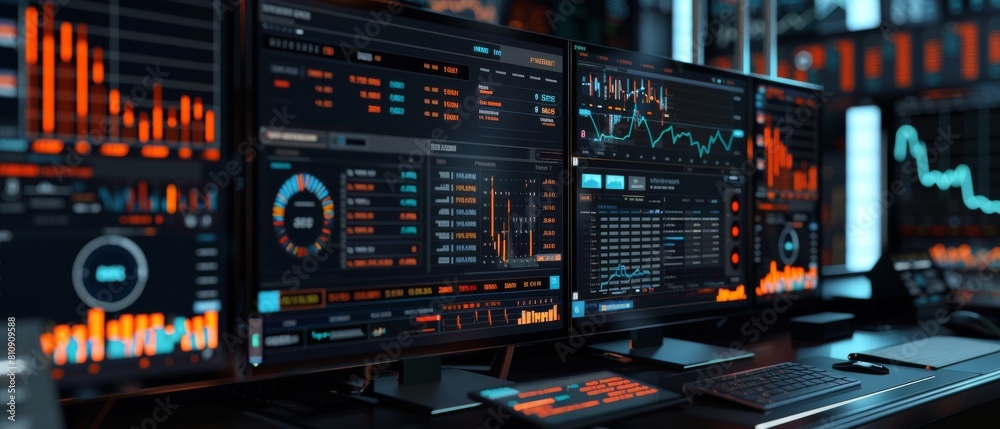 An example of a 3D render of a financial stock and cryptocurrency market table template with Big Data, Ticker Numbers, and Values. Task Monitoring Interface with Multiple Indexes. Mock up for a An example of a 3D render of a financial stock and cryptocurrency market table template with Big Data, Ticker Numbers, and Values. Task Monitoring Interface with Multiple Indexes. Mock up for a