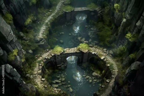 DnD Battlemap mystic, floating, path, segments, stone, bridge