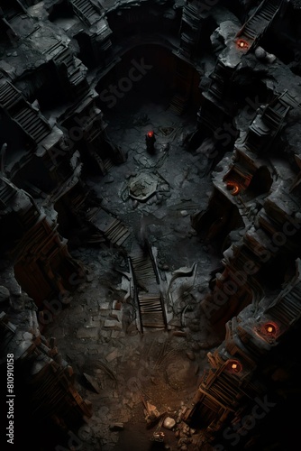 DnD Battlemap crypt, underground, lich, deep, sinister, mysterious