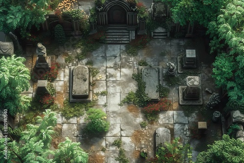 DnD Battlemap aerial  view  graveyard  top  down  sepulchers