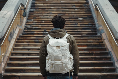 Man Standing at Bottom of Stairs