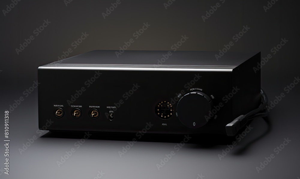 Obraz premium A black box with a red button on top. The box is on a dark background