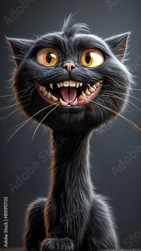 A Painting of Toon Terror: 3D Cat Unleashes Cartoon Fur