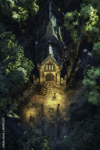 DnD Battlemap church, luminous, lantern, majestic, architectural, beauty © Fox