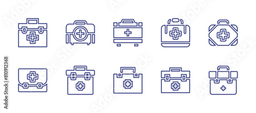 First aid line icon set. Editable stroke. Vector illustration. Containing firstaidkit, firstaidbag, firstaidbox. photo