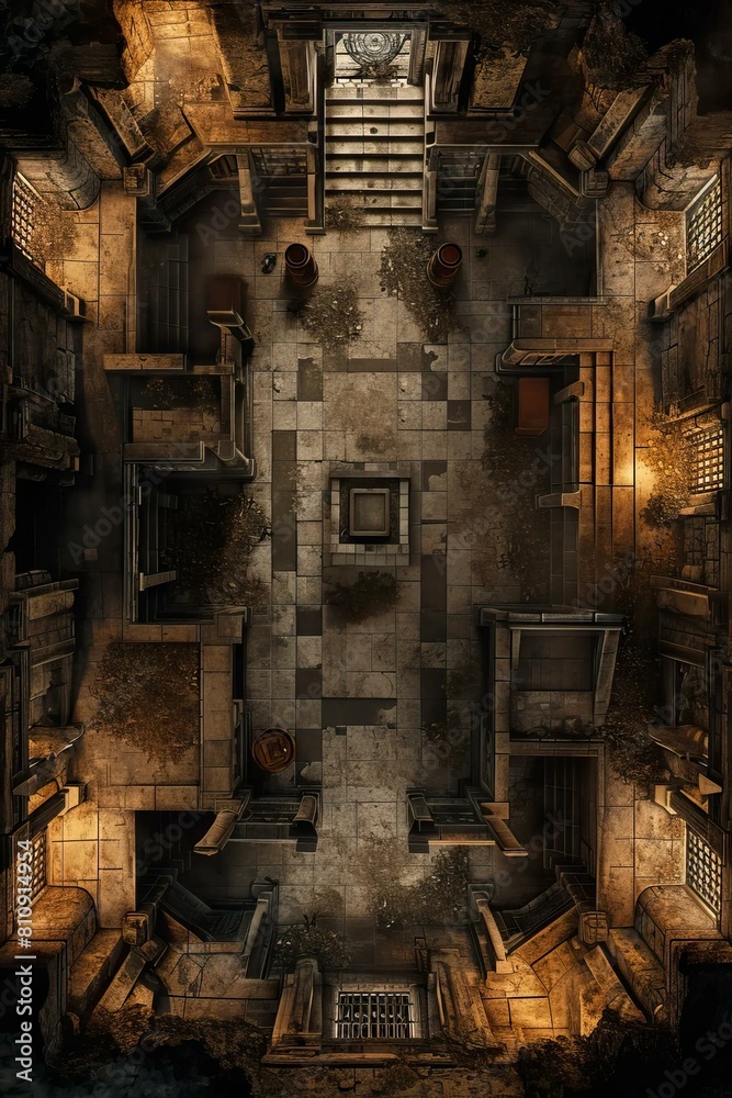 DnD Battlemap Forgotten Vault Battle Map with Opened Door. DnD Battlemap Forgotten Vault Battle Map with Opened Door.