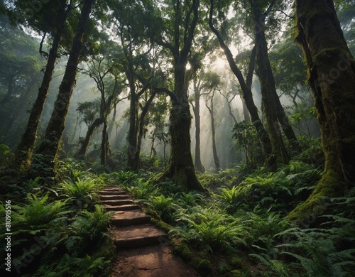 Step into the enchanting world of forests with our mesmerizing image  where towering trees and lush greenery create a tranquil oasis