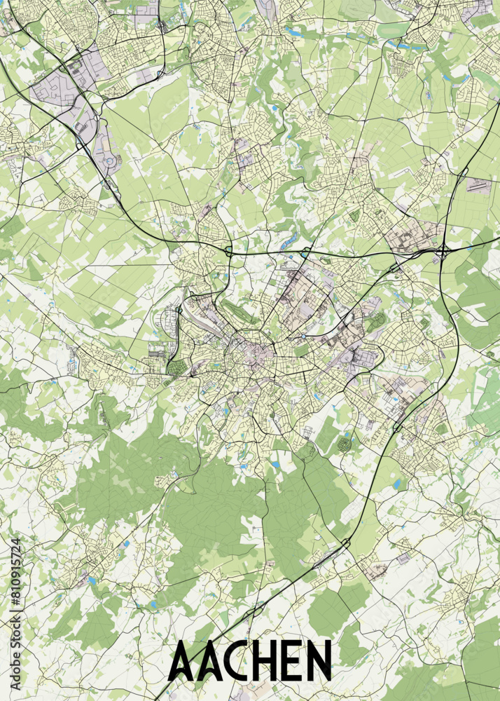 Obraz premium Aachen Germany map poster art