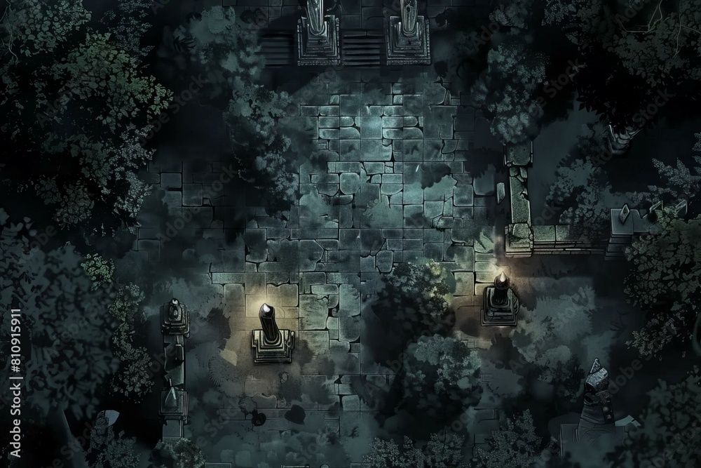 DnD Battlemap moonlit, graveyard, battlemap, eerie, night, ruins DnD Battlemap moonlit, graveyard, battlemap, eerie, night, ruins