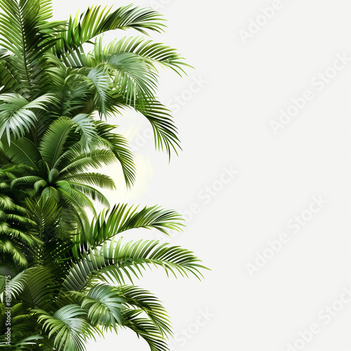 "Clear PNG of Lifelike Palm Leaf Bushes in Corner, Transparent Background, 3D Render, Blank White Background""Clear PNG Ready: Lifelike Palm Leaf Bushes in Corner, Transparent Backgrounds, 3D Render, 