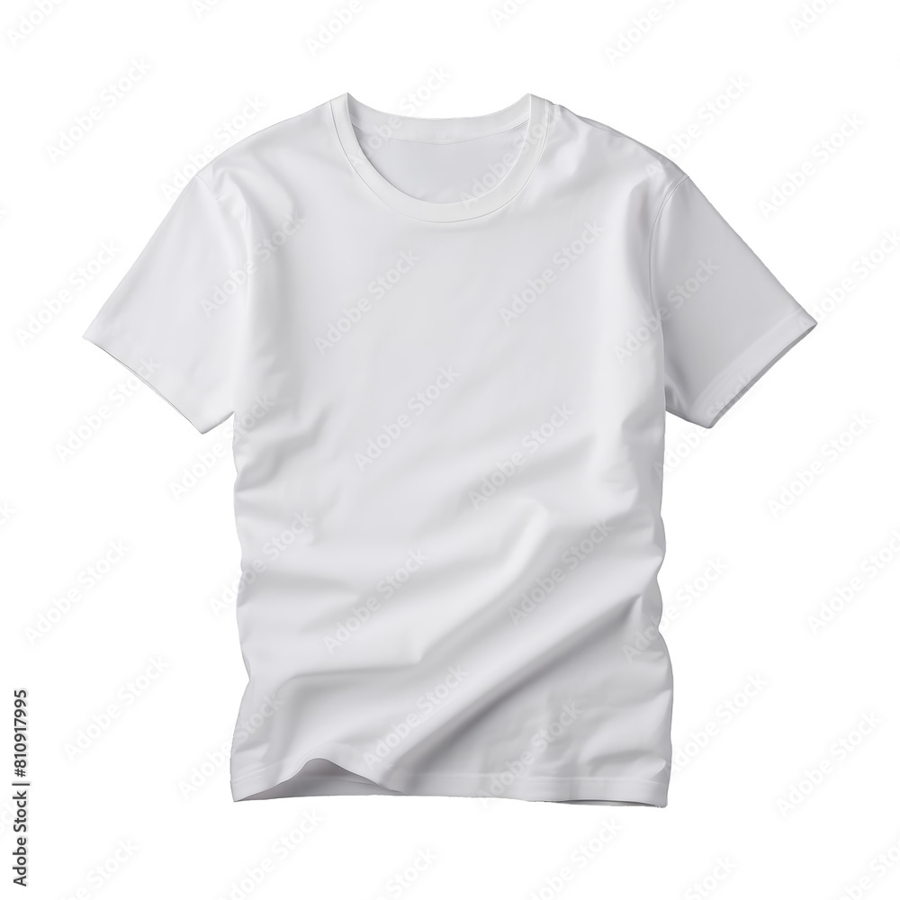 Plain white t-shirt front isolated on a transparent background