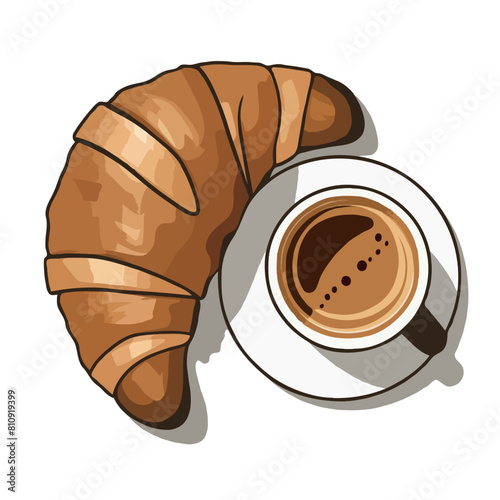 funny vector t-shirt espresso coffee and croissant design