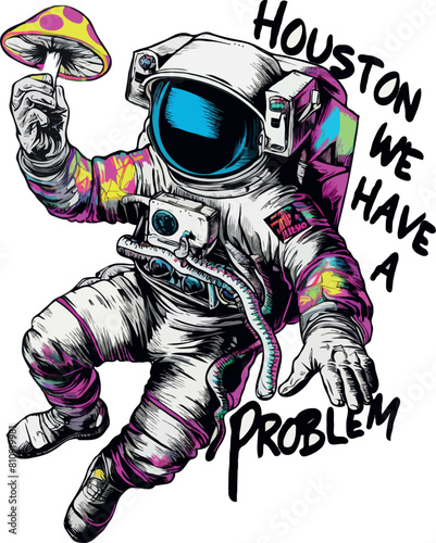 vector t-shirt design astronaut spacer and funny text