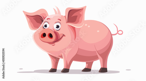 Happy funny pig isolated on white background. 