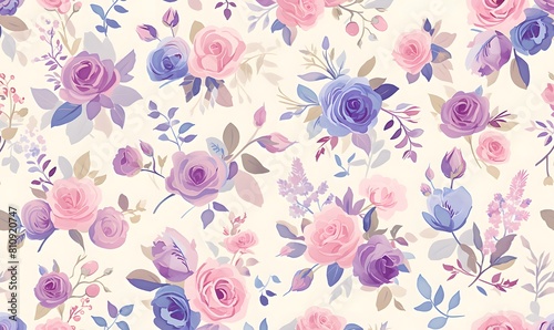 Seamless pattern for the surface of beautiful bouquets of roses  Generative AI