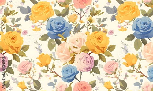 Seamless pattern for the surface of beautiful bouquets of roses  Generative AI