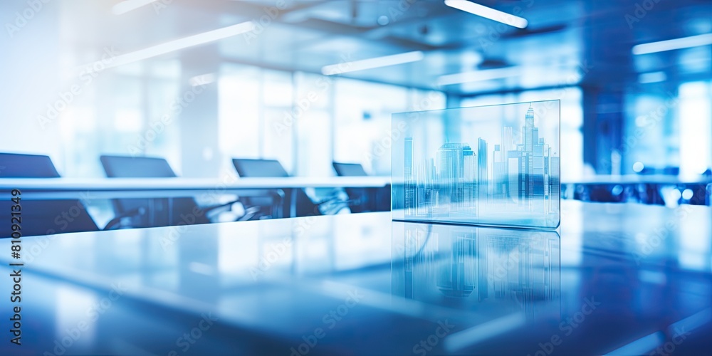 Sleek Workplace: Office Interior Boasting Panoramic Windows and Chic Lighting Fixtures Sleek Workplace: Office Interior Boasting Panoramic Windows and Chic Lighting Fixtures