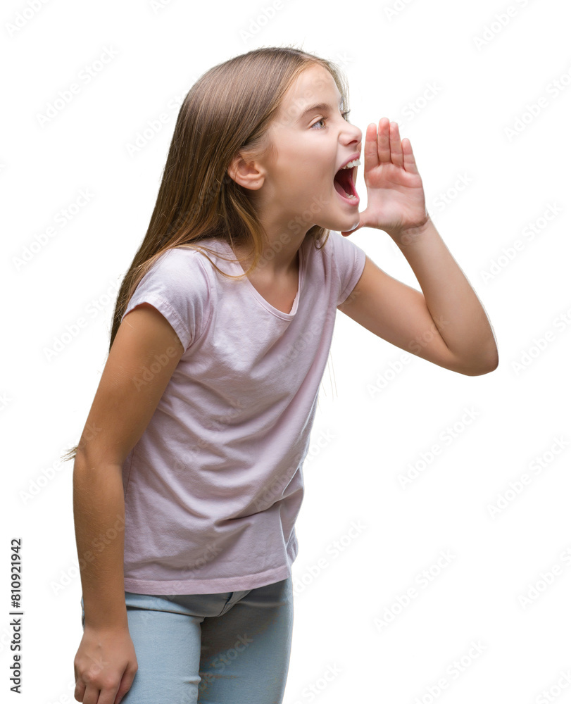 Young beautiful girl over isolated background shouting and screaming loud to side with hand on mouth. Communication concept. Young beautiful girl over isolated background shouting and screaming loud to side with hand on mouth. Communication concept.