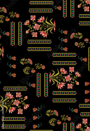 digital textile ornaments, motif, multi mixed patterns for textile Allover print.