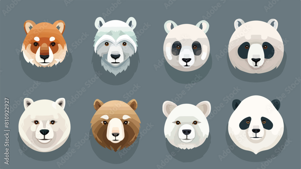 Head animals Cartoon characters Arctic Vector illustration