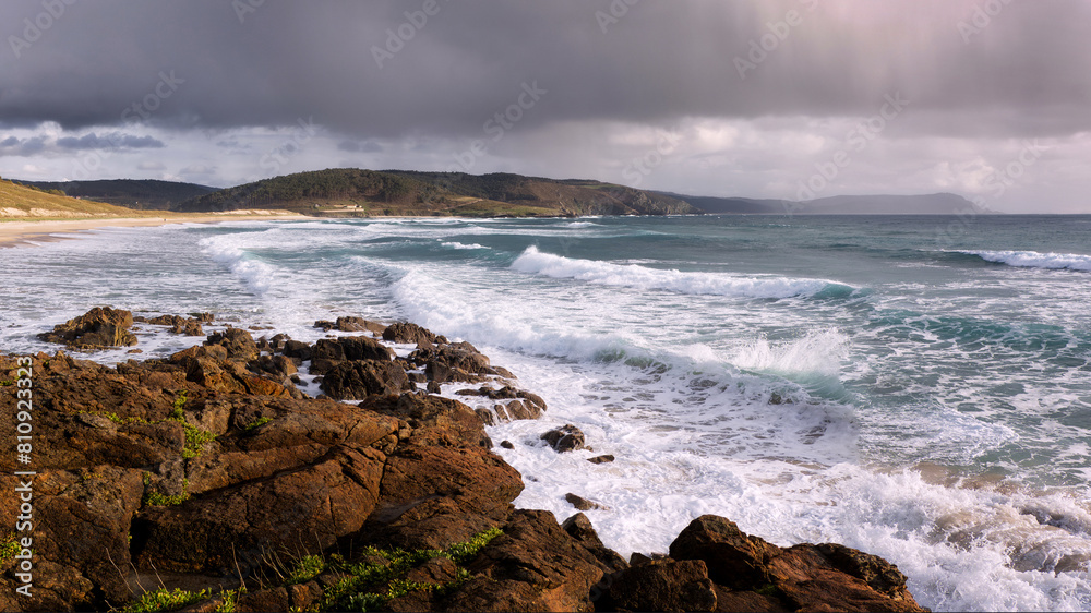 Nemiña beach in Atlantic Galician Coast, Spain. Nemiña beach in Atlantic Galician Coast, Spain.