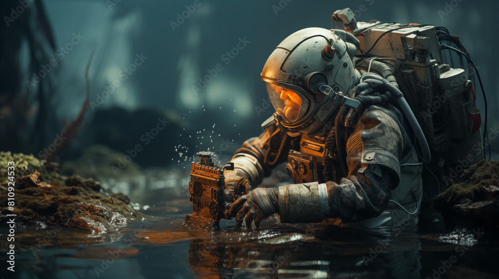 astronaut growing green plants in space astronaut growing green plants in space