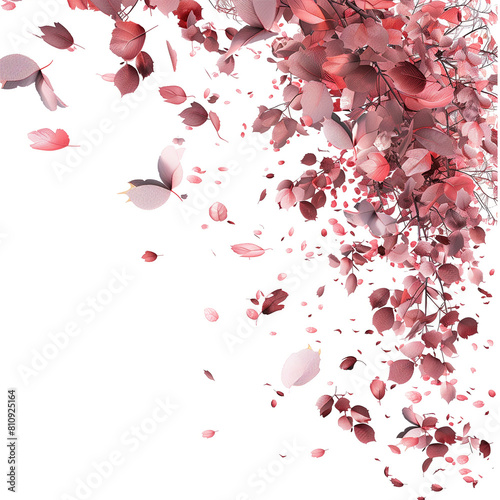 "Blossoms and Leaves Dancing in the Breeze, Transparent Background, 3D Render, Clean White Backdrop.""Dancing Flowers and Leaves Swaying in the Breeze, Transparent Backgrounds, 3D Render, Clean White 