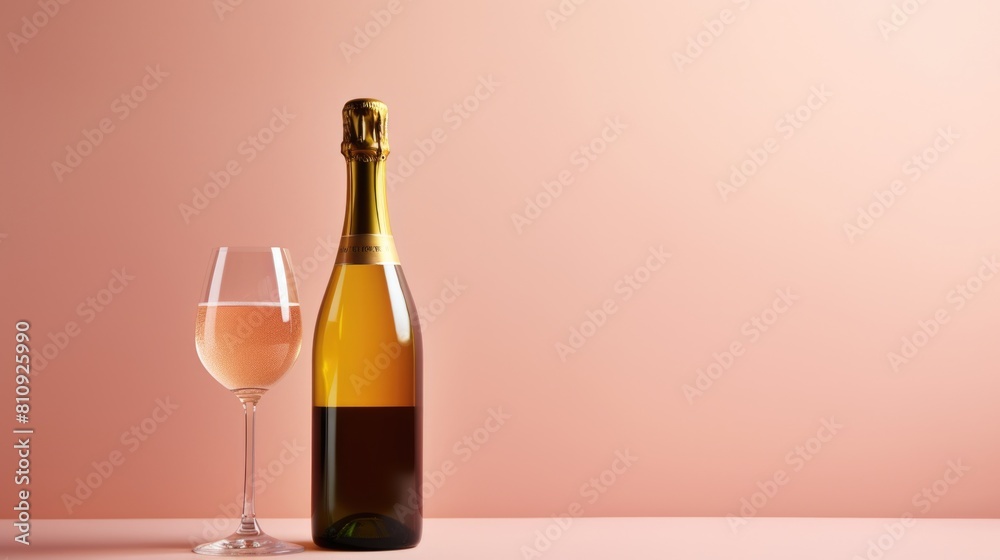 Champagne Bottle and Wine Glass Champagne Bottle and Wine Glass