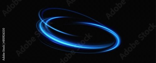 Abstract light lines of movement and speed in blue. Neon lines of blue speed. Dynamic traces of light movement. Light wave of the trace, line of the trace.