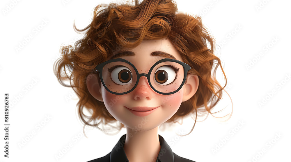3d Character executive girl with curly hair 3d Character executive girl with curly hair