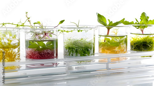 Cultivating and studying plant tissue cultures in a botany laboratory for research and propagation isolated on white background, space for captions, png 