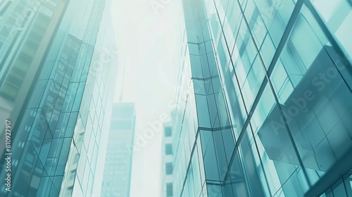 Minimalist Business District: Prosperous Financial Center with Tiled Buildings and Semi-Transparent Reflections