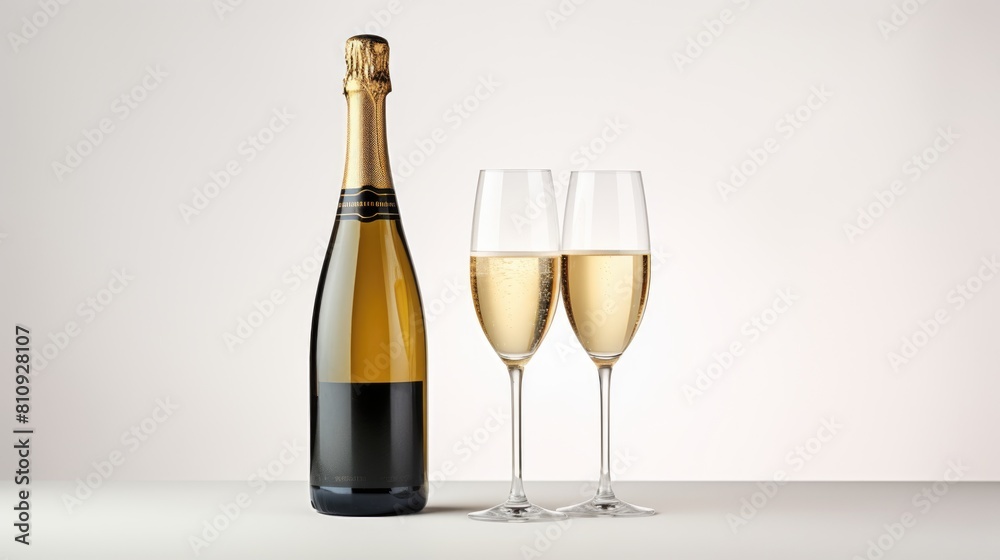 Pair of Glasses Near Bottle of Wine Pair of Glasses Near Bottle of Wine