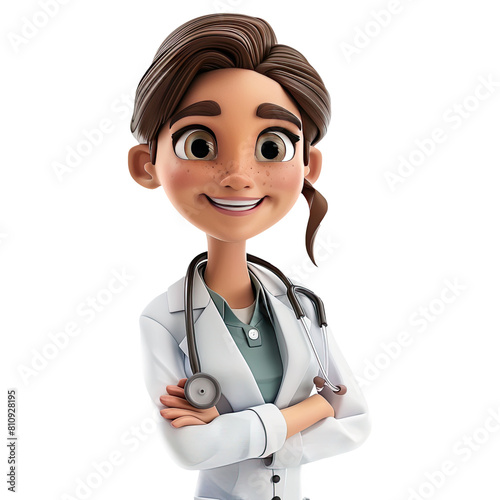 3D cartoon doctor. Cartoon doctor on transparent background. 