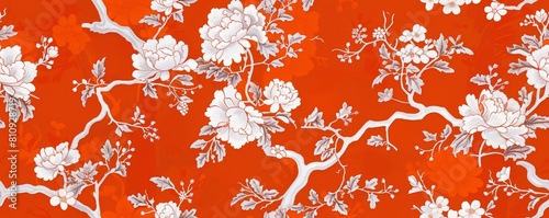 Watercolor Seamless pattern with orange and white