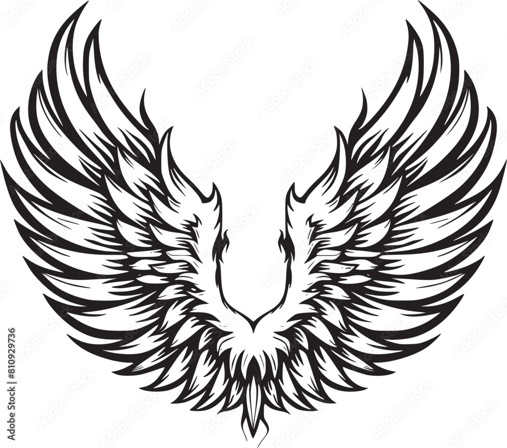 Obraz premium Wings black and white vector