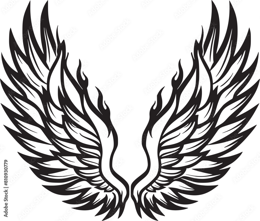 Obraz premium Wings black and white vector