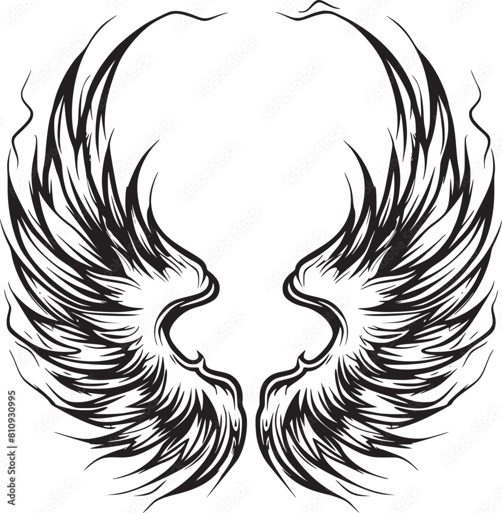 Wings black and white vector Wings black and white vector