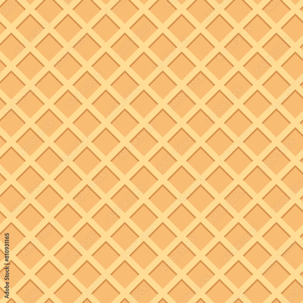 Waffle Ice Cream Cone Sweet Food Seamless Pattern. Wafer Texture Endless Repeating Background. Waffle Ice Cream Cone Sweet Food Seamless Pattern. Wafer Texture Endless Repeating Background.