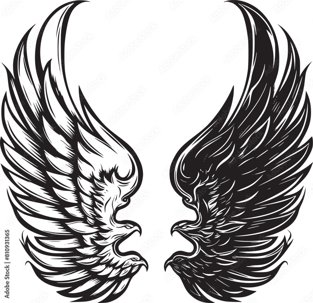 Wings black and white vector Wings black and white vector