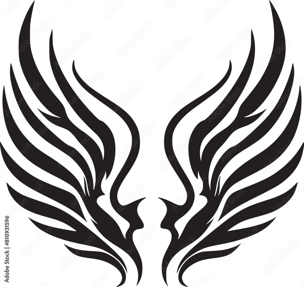 Naklejka premium Wings black and white vector
