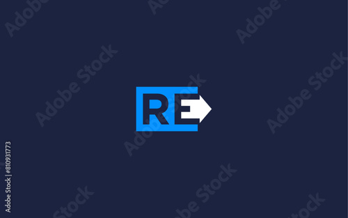 letter re with arrow logo icon design vector design template inspiration