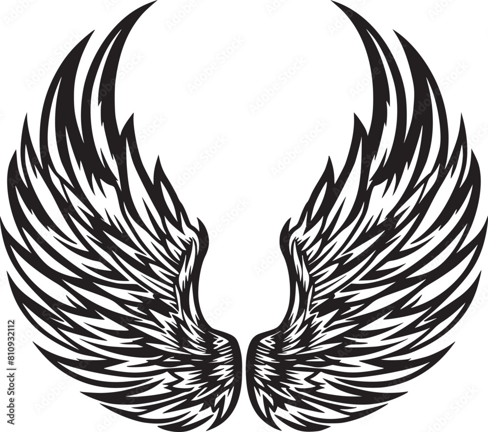 Obraz premium Wings black and white vector